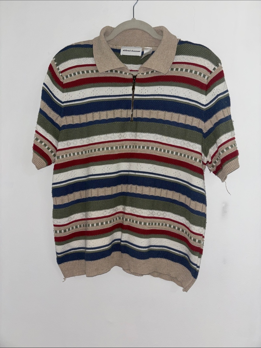 Alfred Dunner Short-Sleeve Zip Polo in Beige, Olive, Navy, Red, White